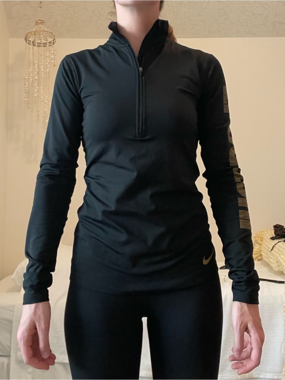 Nike Women's Black Long-Sleeve Half-Zip Training / Runnng Top